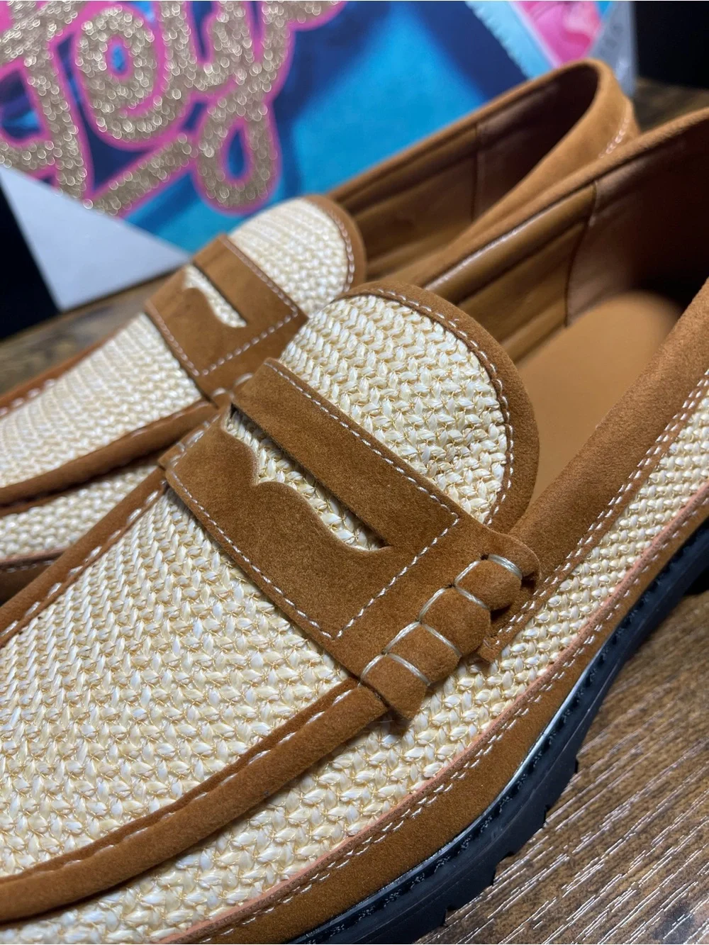 Fashion Nova Men’s Woven Faux Suede Contrast Stitch Penny Loafer size 9